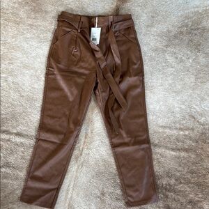 NWT Lucy Paris Brown leather Ankle Pants